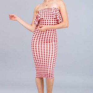 Women's Casual Solid, strapless, body con midi dress in a bodycon slim fit